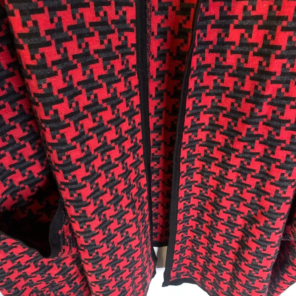 Pendleton Women's Houndstooth Merino Wool Cape PLUS One Size Red Black Office - Picture 4 of 8
